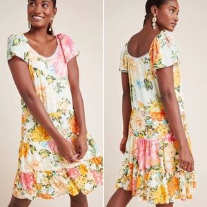 Anthropologie Farm Rio Culebra Floral Tiered Babydoll Dress size Large